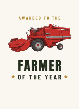 Furrow & Fields Greeting Card Farmer of the Year Massey Ferguson 520 Cartoon | Greeting Card Quality Farmers Merch
