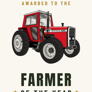 Furrow & Fields Greeting Card Farmer of the Year Massey Ferguson 590 4WD | Greeting Card Quality Farmers Merch