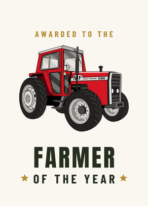 Furrow & Fields Greeting Card Farmer of the Year Massey Ferguson 590 4WD | Greeting Card Quality Farmers Merch