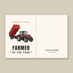 Furrow & Fields Greeting Card Farmer of the Year Massey Ferguson 6180 Cartoon | Greeting Card Quality Farmers Merch
