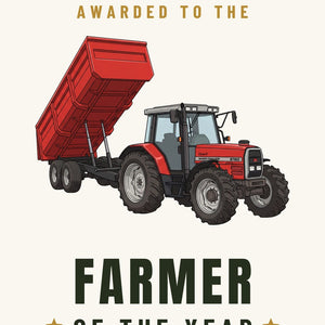 Furrow & Fields Greeting Card Farmer of the Year Massey Ferguson 6180 Cartoon | Greeting Card Quality Farmers Merch