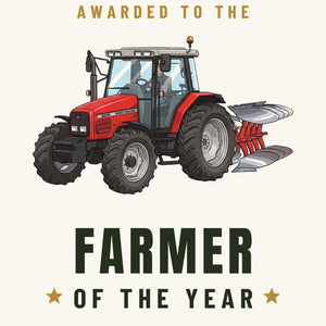 Furrow & Fields Greeting Card Farmer of the Year Massey Ferguson 6255 Cartoon | Greeting Card Quality Farmers Merch