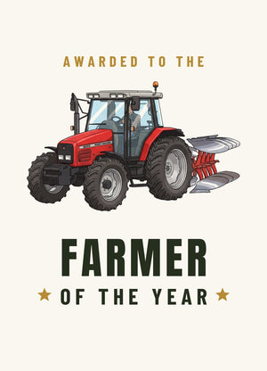 Furrow & Fields Greeting Card Farmer of the Year Massey Ferguson 6255 Cartoon | Greeting Card Quality Farmers Merch