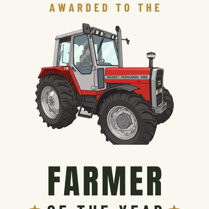 Furrow & Fields Greeting Card Farmer of the Year Massey Ferguson 690 Cartoon | Greeting Card Quality Farmers Merch