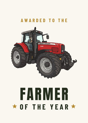 Furrow & Fields Greeting Card Farmer of the Year Massey Ferguson 7495 Cartoon | Greeting Card Quality Farmers Merch