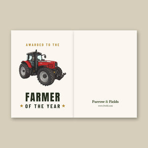 Furrow & Fields Greeting Card Farmer of the Year Massey Ferguson 7495 Cartoon | Greeting Card Quality Farmers Merch