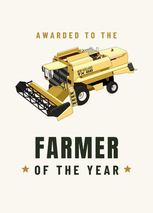 Furrow & Fields Greeting Card Farmer of the Year New Holland TX 66 Combine Harvester | Greeting Card Quality Farmers Merch