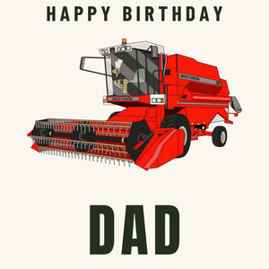 Furrow & Fields Greeting Card Happy Birthday Dad 1994 Massey Ferguson 32 Combine Harvester | Greeting Card Quality Farmers Merch