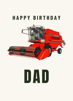Furrow & Fields Greeting Card Happy Birthday Dad 1994 Massey Ferguson 32 Combine Harvester | Greeting Card Quality Farmers Merch