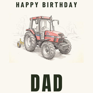 Furrow & Fields Greeting Card Happy Birthday Dad Case IH 4240 XL Pro Pencil Sketch | Greeting Card Quality Farmers Merch