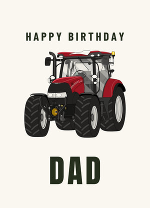 Furrow & Fields Greeting Card Happy Birthday Dad Case IH Maxxum 150 ActiveDrive 8 | Greeting Card Quality Farmers Merch