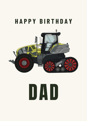 Furrow & Fields Greeting Card Happy Birthday Dad Claas Axion 900 | Greeting Card Quality Farmers Merch