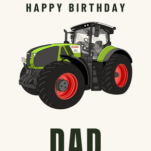 Furrow & Fields Greeting Card Happy Birthday Dad Claas Axion 960 | Greeting Card Quality Farmers Merch