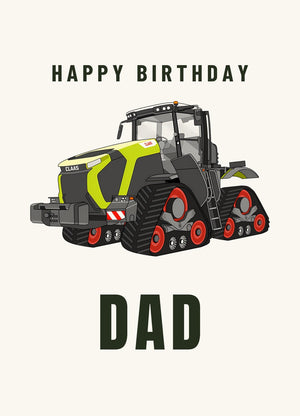 Furrow & Fields Greeting Card Happy Birthday Dad Claas Terion 12.650 Terra Trac | Greeting Card Quality Farmers Merch