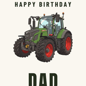 Furrow & Fields Greeting Card Happy Birthday Dad Fendt 516 Vario Cartoon | Greeting Card Quality Farmers Merch