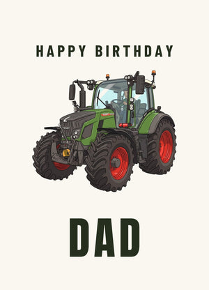 Furrow & Fields Greeting Card Happy Birthday Dad Fendt 516 Vario Cartoon | Greeting Card Quality Farmers Merch