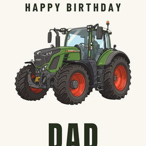 Furrow & Fields Greeting Card Happy Birthday Dad Fendt 728 Vario Cartoon | Greeting Card Quality Farmers Merch