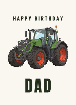 Furrow & Fields Greeting Card Happy Birthday Dad Fendt 728 Vario Cartoon | Greeting Card Quality Farmers Merch