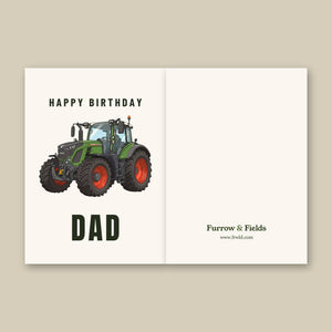 Furrow & Fields Greeting Card Happy Birthday Dad Fendt 728 Vario Cartoon | Greeting Card Quality Farmers Merch