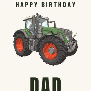 Furrow & Fields Greeting Card Happy Birthday Dad Fendt 939 Vario Cartoon | Greeting Card Quality Farmers Merch