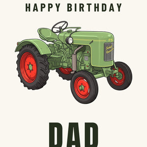 Furrow & Fields Greeting Card Happy Birthday Dad Fendt Dieselross Cartoon | Greeting Card Quality Farmers Merch
