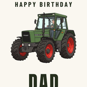 Furrow & Fields Greeting Card Happy Birthday Dad Fendt Favorit 611 Cartoon | Greeting Card Quality Farmers Merch