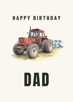 Furrow & Fields Greeting Card Happy Birthday Dad Fiat 1880 Watercolour | Greeting Card Quality Farmers Merch