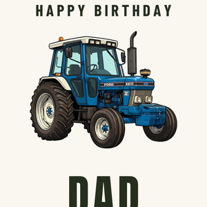 Furrow & Fields Greeting Card Happy Birthday Dad Ford 6810 2WD | Greeting Card Quality Farmers Merch