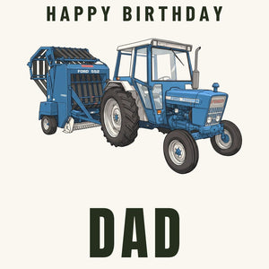 Furrow & Fields Greeting Card Happy Birthday Dad Ford 7600 Cartoon | Greeting Card Quality Farmers Merch