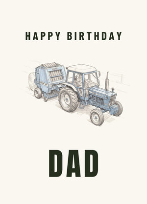 Furrow & Fields Greeting Card Happy Birthday Dad Ford 7600 Pencil Sketch | Greeting Card Quality Farmers Merch