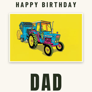 Furrow & Fields Greeting Card Happy Birthday Dad Ford 7600 Pop Art | Greeting Card Quality Farmers Merch