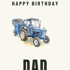 Furrow & Fields Greeting Card Happy Birthday Dad Ford 7600 Watercolour | Greeting Card Quality Farmers Merch