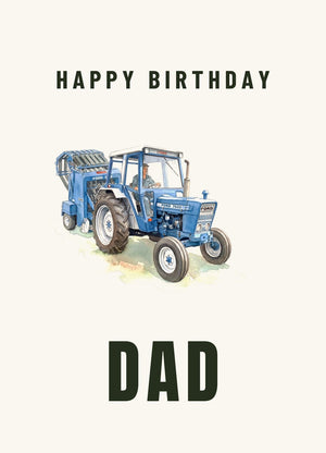 Furrow & Fields Greeting Card Happy Birthday Dad Ford 7600 Watercolour | Greeting Card Quality Farmers Merch