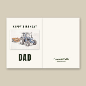 Furrow & Fields Greeting Card Happy Birthday Dad Ford 7810 Generation III Pencil Sketch | Greeting Card Quality Farmers Merch
