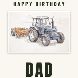 Furrow & Fields Greeting Card Happy Birthday Dad Ford 7810 Generation III Pencil Sketch | Greeting Card Quality Farmers Merch