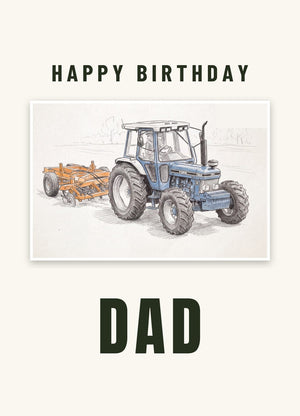 Furrow & Fields Greeting Card Happy Birthday Dad Ford 7810 Generation III Pencil Sketch | Greeting Card Quality Farmers Merch