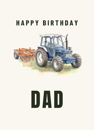 Furrow & Fields Greeting Card Happy Birthday Dad Ford 7810 Generation III Watercolour | Greeting Card Quality Farmers Merch