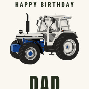Furrow & Fields Greeting Card Happy Birthday Dad Ford 7810 Jubilee Edition Silver Tractor | Greeting Card Quality Farmers Merch