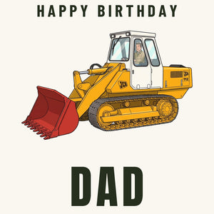 Furrow & Fields Greeting Card Happy Birthday Dad JCB 112 Cartoon | Greeting Card Quality Farmers Merch