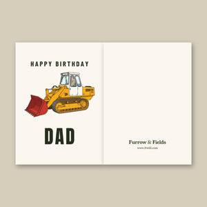 Furrow & Fields Greeting Card Happy Birthday Dad JCB 112 Cartoon | Greeting Card Quality Farmers Merch