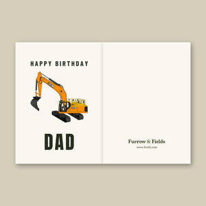 Furrow & Fields Greeting Card Happy Birthday Dad JCB 370 LC | Greeting Card Quality Farmers Merch
