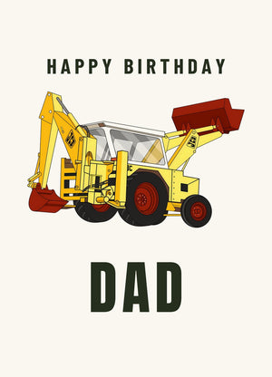 Furrow & Fields Greeting Card Happy Birthday Dad JCB 3C II Backhoe | Greeting Card Quality Farmers Merch