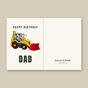 Furrow & Fields Greeting Card Happy Birthday Dad JCB 3CX 70th Anniversary Edition | Greeting Card Quality Farmers Merch