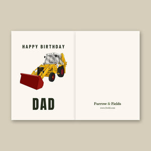 Furrow & Fields Greeting Card Happy Birthday Dad JCB 3CX | Greeting Card Quality Farmers Merch