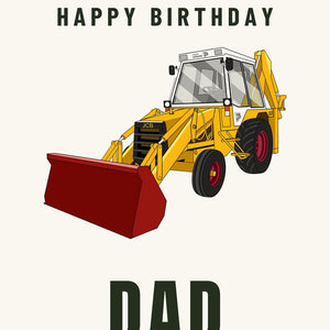 Furrow & Fields Greeting Card Happy Birthday Dad JCB 3CX | Greeting Card Quality Farmers Merch