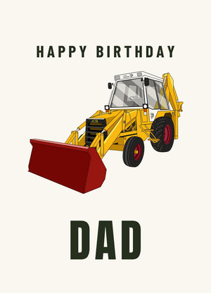 Furrow & Fields Greeting Card Happy Birthday Dad JCB 3CX | Greeting Card Quality Farmers Merch