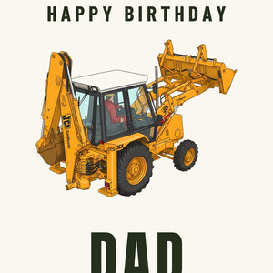 Furrow & Fields Greeting Card Happy Birthday Dad JCB 3CX Turbo | Greeting Card Quality Farmers Merch