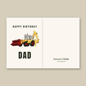 Furrow & Fields Greeting Card Happy Birthday Dad JCB 3D | Greeting Card Quality Farmers Merch