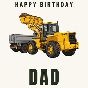 Furrow & Fields Greeting Card Happy Birthday Dad JCB 435 Loader | Greeting Card Quality Farmers Merch