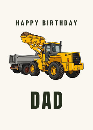 Furrow & Fields Greeting Card Happy Birthday Dad JCB 435 Loader | Greeting Card Quality Farmers Merch